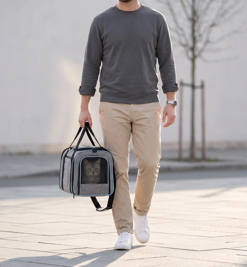 Sac CocoonChat™ replié, porté à la main